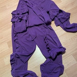 Two piece purple ruffle